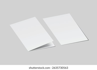A4 Bifold Blank Mockup, Open Leaflet template .Blank paper cover for pamphlet, catalog, flyer, notecards, note paper, greeting card, wedding invitation, gift card, postcard, flier, brochure or letter