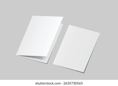 A4 Bifold Blank Mockup, Open Leaflet template .Blank paper cover for pamphlet, catalog, flyer, notecards, note paper, greeting card, wedding invitation, gift card, postcard, flier, brochure or letter