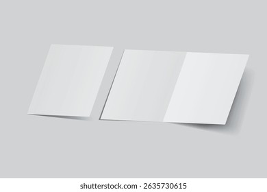 A4 Bifold Blank Mockup, Open Leaflet template .Blank paper cover for pamphlet, catalog, flyer, notecards, note paper, greeting card, wedding invitation, gift card, postcard, flier, brochure or letter