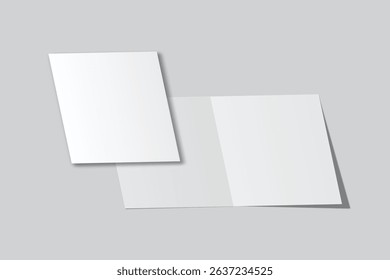 A4 Bifold Blank Mockup, Open Leaflet template .Blank paper cover for pamphlet, catalog, flyer, notecards, note paper, greeting card, wedding invitation, gift card, postcard, flier, brochure or letter