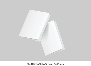 A4 Bifold Blank Mockup, Open Leaflet template .Blank paper cover for pamphlet, catalog, flyer, notecards, note paper, greeting card, wedding invitation, gift card, postcard, flier, brochure or letter