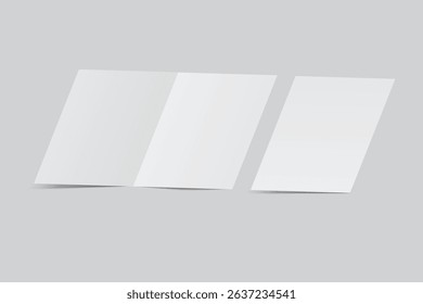 A4 Bifold Blank Mockup, Open Leaflet template .Blank paper cover for pamphlet, catalog, flyer, notecards, note paper, greeting card, wedding invitation, gift card, postcard, flier, brochure or letter