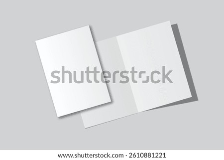 A4 Bifold Blank Mockup, Open Leaflet template .Blank paper cover for  pamphlet, catalog, flyer, notecards, note paper, greeting card, wedding invitation, gift card, postcard, flier, brochure or letter