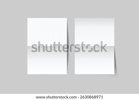 A4 Bifold Blank Mockup, Open Leaflet template .Blank paper cover for  pamphlet, catalog, flyer, notecards, note paper, greeting card, wedding invitation, gift card, postcard, flier, brochure or letter