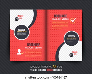 A4 Bi-Fold Brochure Template. Corporate Leaflet, Vector Cover Design