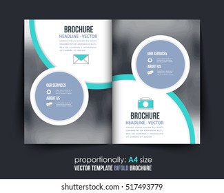 A4 Bi-Fold Document and Brochure, Vector Background. Corporate Bifold Leaflet, Textbook Cover Design. Image Add Feature, Business Elements and Print Ready Minimal Bi Fold Pamphlet or Booklet Template
