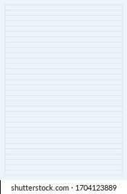 A4 blank blue lines paper format vector mock-up. Vertical oriented pattern background made in proportional size illustration.