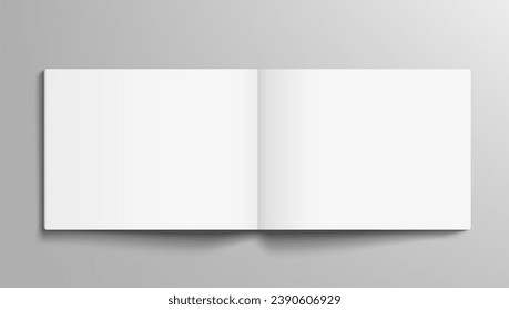 A4 Blank Landscape Brochure Mockup On Light Grey Background. EPS10 Vector