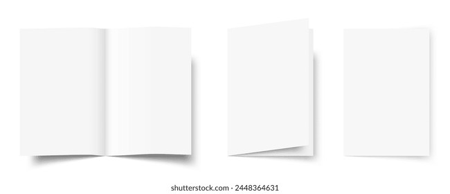 A4 Blank White Brochure Template. Open And Close. EPS10 Vector