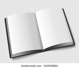 A4 book mock up. Blank journal template design. Textbook with copy space. 3d vector illustration.