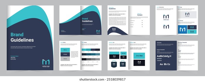 A4 Brand Guideline, brand guideline template layout design, clean brand Manuel template