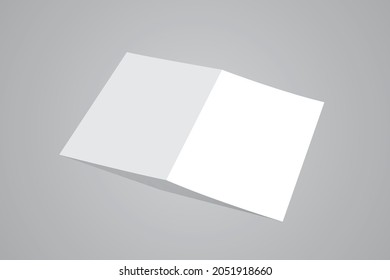 A4 brochure cover and back side mock up. A3 half-fold blank template design. One fold flyer mock up.