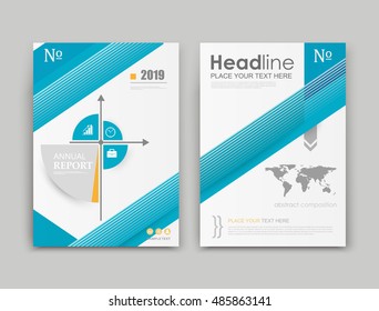 A4 brochure cover design. Ad frame font. Title sheet model. Creative vector front page. Abstract flyer set. Banner texture. Blue colored reference lines icon. Coordinate axis. Financial project fiber
