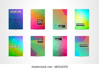 A4 Brochure Cover Mininal Design with Geometric shapes, colorful gradients and space for text, header, footer and titles. Futuristic Page Template.