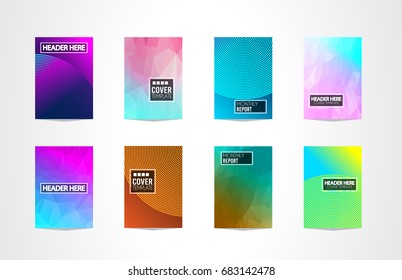 A4 Brochure Cover Mininal Design with Geometric shapes, colorful gradients and space for text, header, footer and titles. Futuristic Page Template.