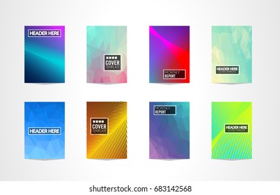 A4 Brochure Cover Mininal Design with Geometric shapes, colorful gradients and space for text, header, footer and titles. Futuristic Page Template.