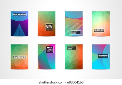 A4 Brochure Cover Mininal Design with Geometric shapes, colorful gradients and space for text, header, footer and titles. Futuristic Page Template.