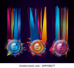 A4 Broschüre Titelbild Mininaldesign mit geometrischen Formen, bunten Farbverläufen und Platz für Text, Header, Fußzeile und Titel. Futuristische Seitenvorlage.