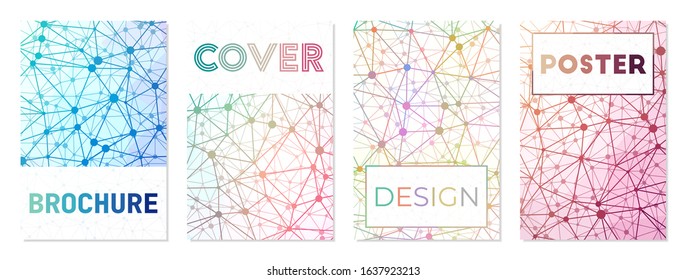 A4 brochure cover sheets. Can be used as cover, banner, flyer, poster, business card, brochure. Astonishing geometric background collection. Attractive vector illustration.