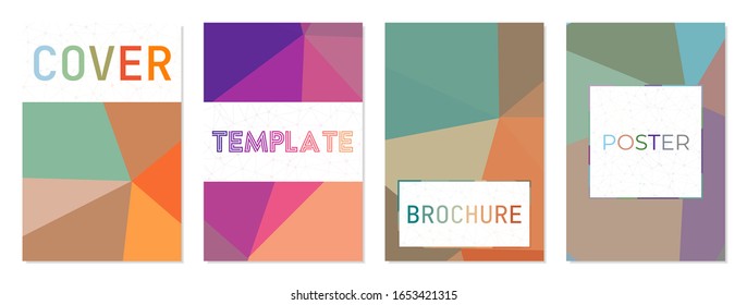 Hojas de tapa de folleto A4. Se puede utilizar como portada, banner, volante, afiche, tarjeta de visita, folleto. Encantadora colección de fondo geométrico. Hermosa ilustración vectorial.