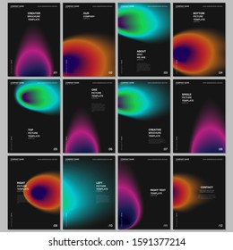 A4 brochure layout of covers design templates for flyer leaflet, A4 brochure design, report, presentation, magazine cover, book design. Abstract blur shapes with iridescent colors soft effect gradient