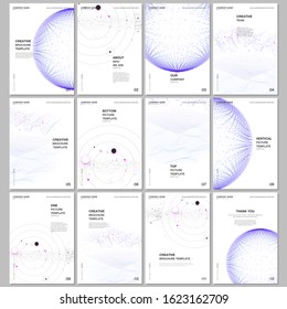 A4 brochure layout of covers design templates for flyer leaflet, A4 format brochure design, report, presentation, magazine cover, book design. Big data visualization. Futuristic technology background.