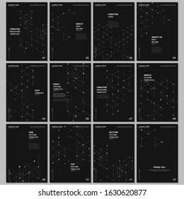 A4 brochure layout of covers design templates for flyer leaflet, A4 brochure design, presentation, magazine cover, book design. Geometric background with hexagons and triangles for medical concepts.
