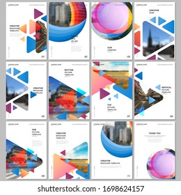 A4 brochure layout of covers design templates for flyer leaflet, A4 format brochure design, report, magazine, book design. Colorful simple design background for professional business agency portfolio.