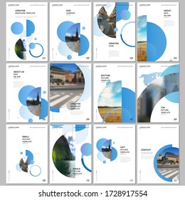 A4 brochure layout of covers design templates for flyer leaflet, A4 format brochure design, report, presentation, magazine cover, book design. Simple background with circles, geometric round shapes