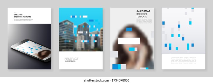 A4 brochure layout of covers design templates for flyer leaflet, A4 brochure design, report, presentation, magazine cover, book design. Abstract geometric pattern. Corporate identity business concept.