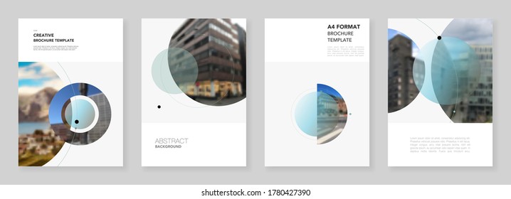 A4 brochure layout of covers design templates for flyer leaflet, A4 brochure, report, magazine cover, book design with abstract circle banners. Social media web banner. Social network photo frame.