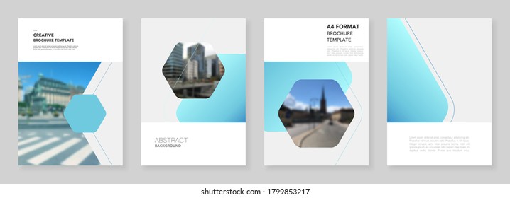A4 Broschüren Layout von Cover Design Vorlagen für Flyer Broschüre, A4 Broschüren Design, Bericht, Präsentation, Titelblatt, Buchdesign. Abstraktes geometrisches Muster. Corporate Identity Business Concept.