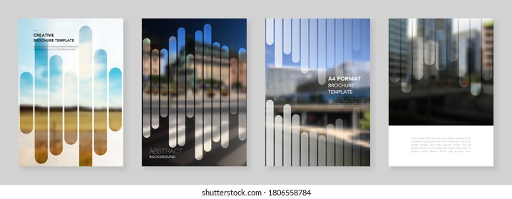 A4 Broschüren Layout von Cover Design Vorlagen für Flyer Broschüre, A4 Broschüre, Bericht, Präsentation, Titelblatt, Buch. Hintergrundvorlage mit Linien, Fotoplatz für Business Design. Minimaler Stil