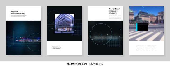 A4 brochure layout of covers design templates for trendy technology design modern electro music flyer leaflet, A4 format brochure design, report, presentation, magazine cover, book design.