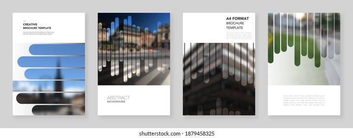 Diseño de folletos A4 de las plantillas de diseño para volante, folleto A4, informe, presentación, portada de la revista, libro. Plantilla de fondo con líneas, lugar de foto para el diseño de negocios. Estilo mínimo