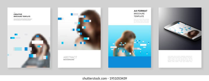 A4 brochure layout of covers design templates for flyer leaflet, A4 brochure design, report, presentation, magazine cover, book design. Abstract geometric pattern. Corporate identity business concept.