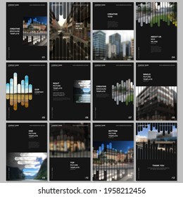 A4 brochure layout of covers design templates for flyer leaflet, A4 brochure, report, presentation, magazine cover, book. Background template with lines, photo place for business design. Minimal style