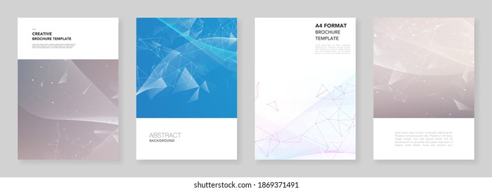 A4 brochure layout of covers templates for flyer leaflet, A4 brochure design, report, presentation, magazine cover, book design. Wave flow background for science or medical concept design.