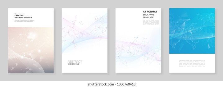 A4 brochure layout of covers templates for flyer leaflet, A4 brochure design, report, presentation, magazine cover, book design. Wave flow background for science or medical concept design.