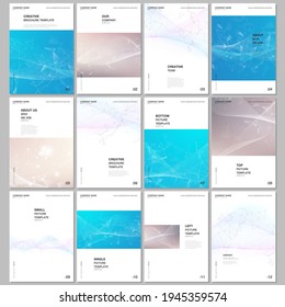 A4 brochure layout of covers templates for flyer leaflet, A4 brochure design, report, presentation, magazine cover, book design. Wave flow background for science or medical concept design.