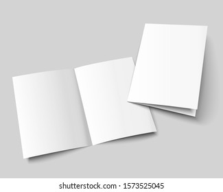 A4 brouchure mock up. A3 half-fold blank template design. Flyer with copy space. 3d vector illustration. - Shutterstock ID 1573525045