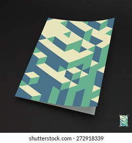 A4 business blank. 3d blocks structure background. Vector illustration. Can be used for advertising, marketing, presentation.