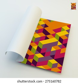 A4 business blank. 3d blocks structure background. Vector illustration. Can be used for advertising, marketing, presentation.