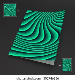 A4 Business Blank. Abstract Striped Background. Optical Art. 3d Vector Illustration.