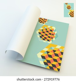 A4 business blank. Hexagon shape with cubes inscribed. 3d vector illustration. Can be used for business concepts. Template for design layout.