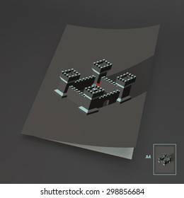 A4 Business Blank. Leader concept. Tower. 3d vector illustration. Can Be Used For Advertising, Marketing and Presentation.
