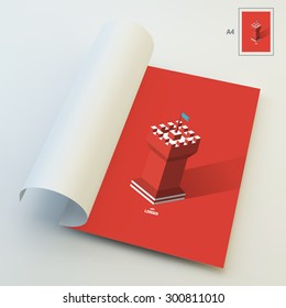 A4 Business Blank. Leader concept. Tower. 3d vector illustration. Can Be Used For Advertising, Marketing and Presentation.