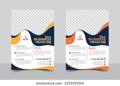 A4 business flyer design template, modern agency poster design. Business proposal, promotion, advertise, publication, cover page design
