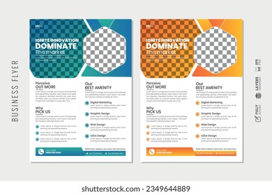 a4 business flyer with different color variation
