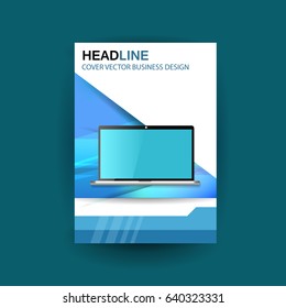 a4 business flyer template for reports, presentations and other projects. Laptop illustration
